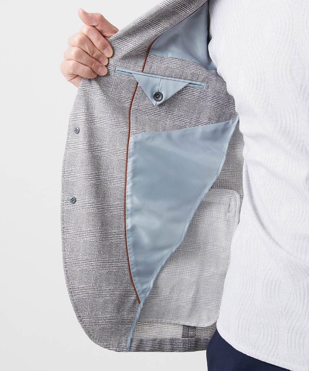 MNDHF08450 MICHEL KLEIN HOMME(ミッシェルクラン オム) 【セットアップ】グレンチェック柄テーラードジャケット グレー