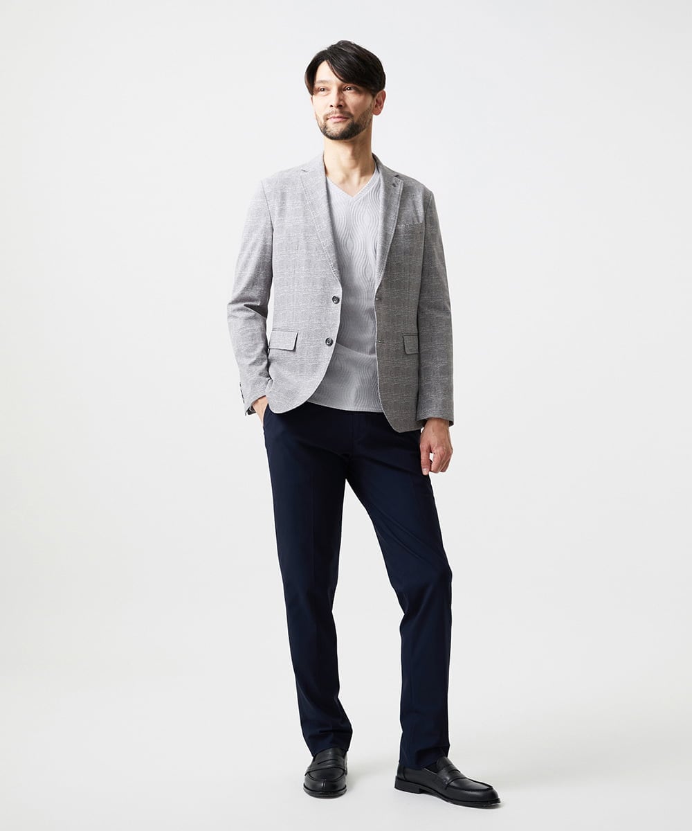 MNDHF08450 MICHEL KLEIN HOMME(ミッシェルクラン オム) 【セットアップ】グレンチェック柄テーラードジャケット グレー