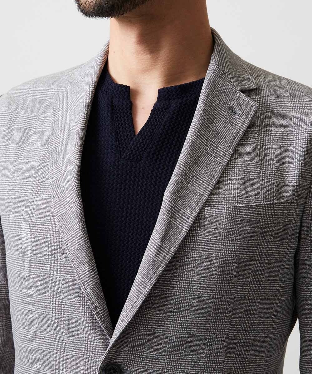 MNDHF08450 MICHEL KLEIN HOMME(ミッシェルクラン オム) 【セットアップ】グレンチェック柄テーラードジャケット グレー