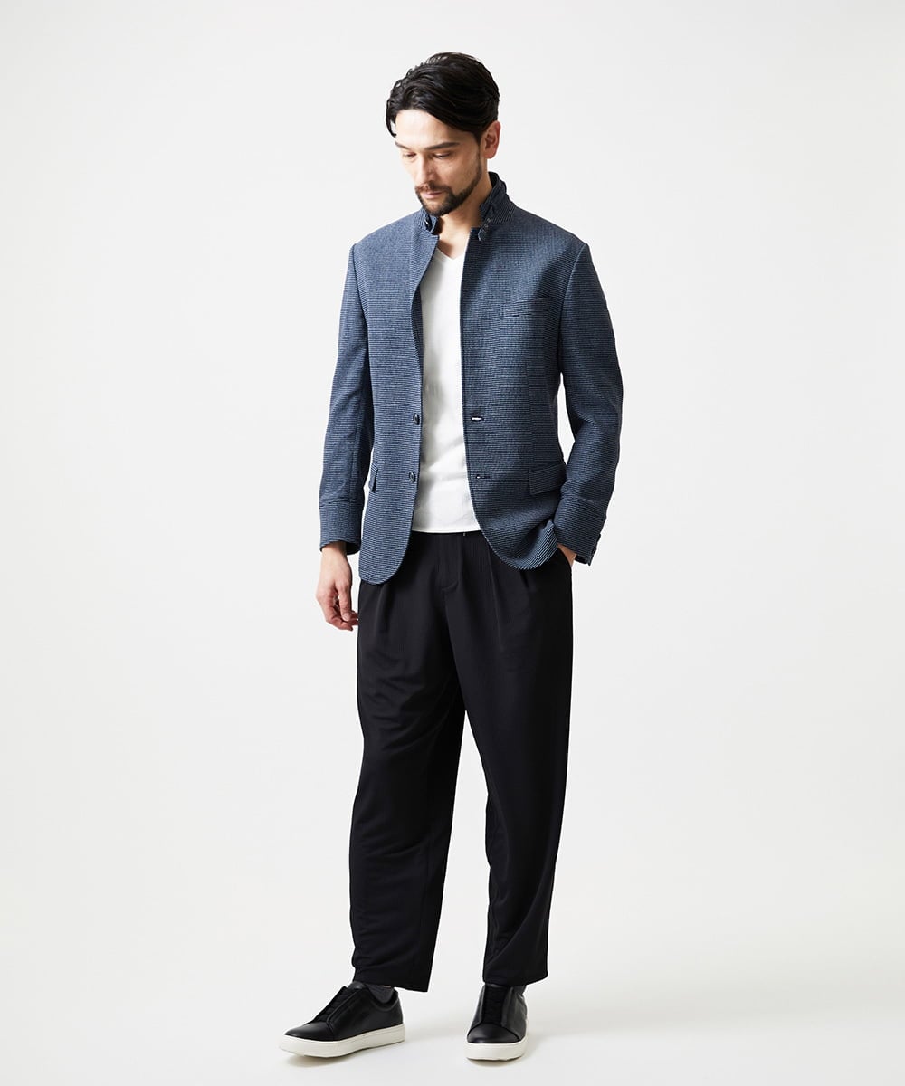 MNDHF59490 MICHEL KLEIN HOMME(ミッシェルクラン オム) スラブメッシュコンバーチブルジャケット ネイビー