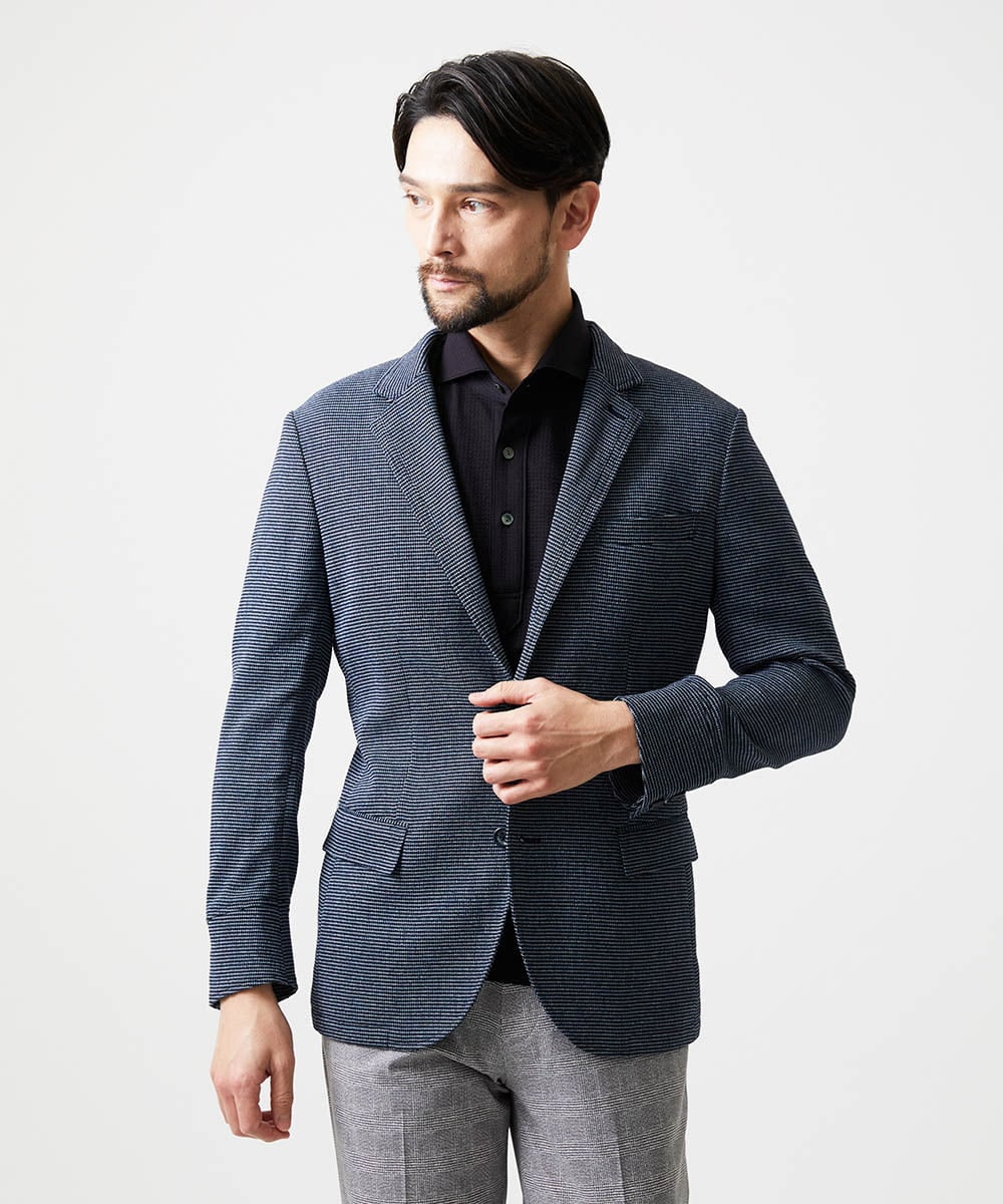 MNDHF59490 MICHEL KLEIN HOMME(ミッシェルクラン オム) スラブメッシュコンバーチブルジャケット ネイビー