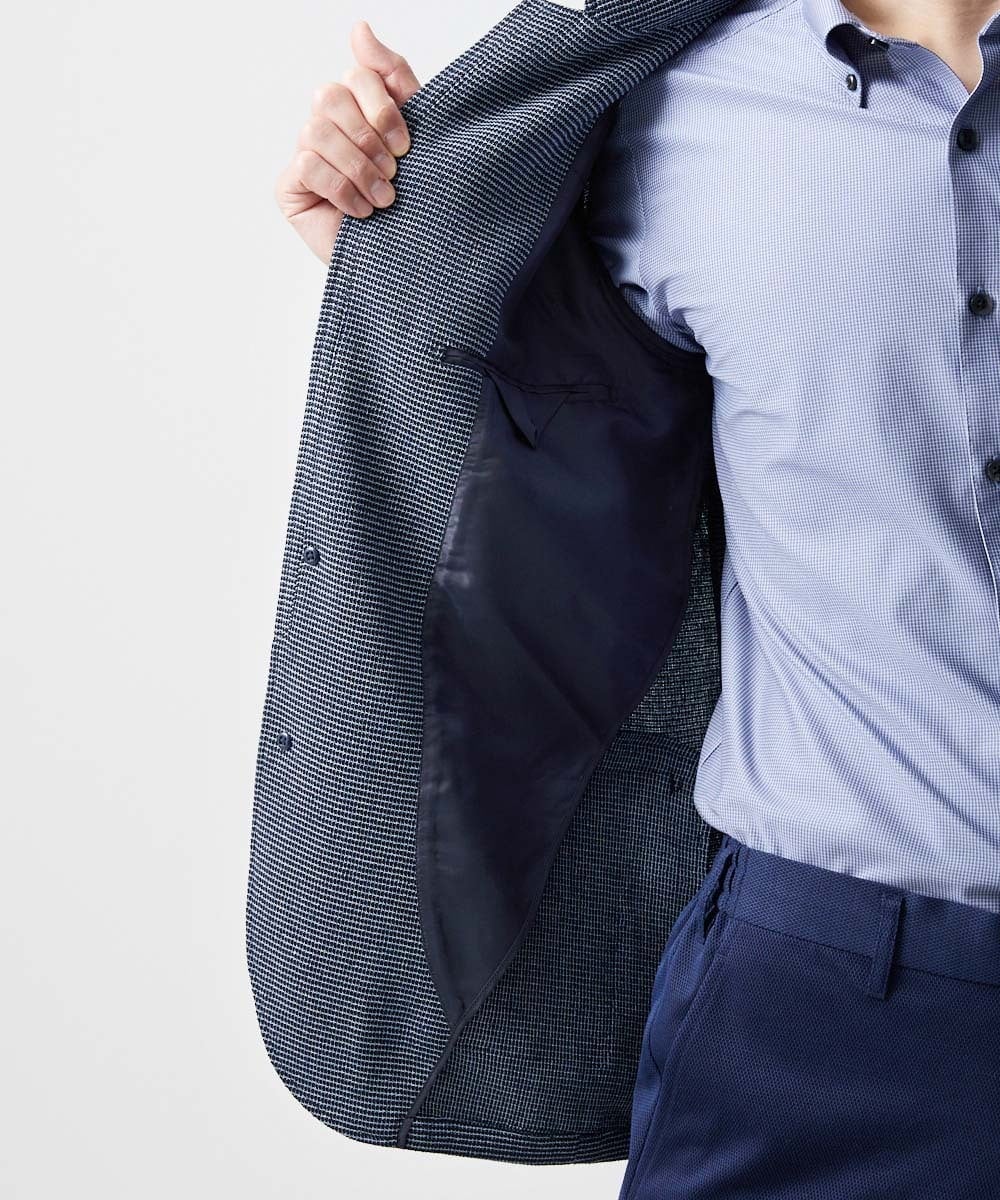 MNDHF59490 MICHEL KLEIN HOMME(ミッシェルクラン オム) スラブメッシュコンバーチブルジャケット ネイビー