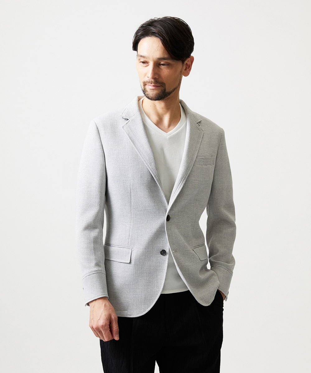 MNDHF59490 MICHEL KLEIN HOMME(ミッシェルクラン オム) スラブメッシュコンバーチブルジャケット ライトグレー