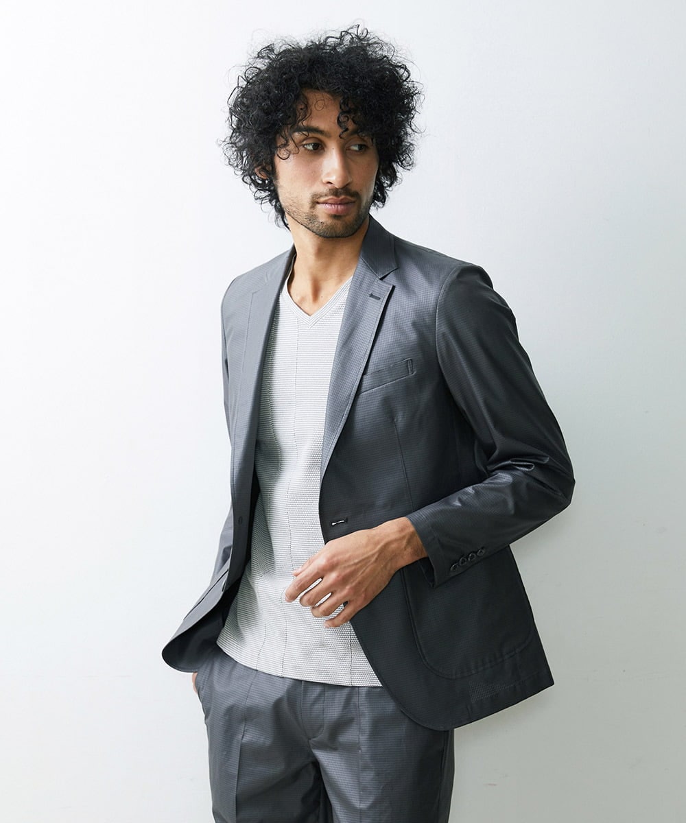 MNDHS06410 MICHEL KLEIN HOMME(ミッシェルクラン オム) メッシュストレッチドレスジャケット グレー(92)