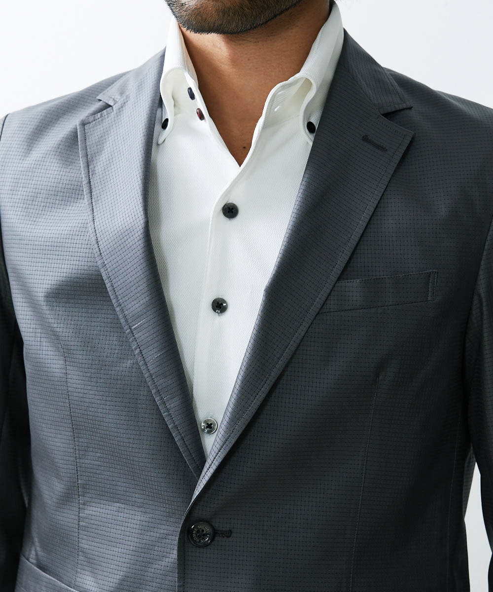 MNDHS06410 MICHEL KLEIN HOMME(ミッシェルクラン オム) メッシュストレッチドレスジャケット グレー(92)