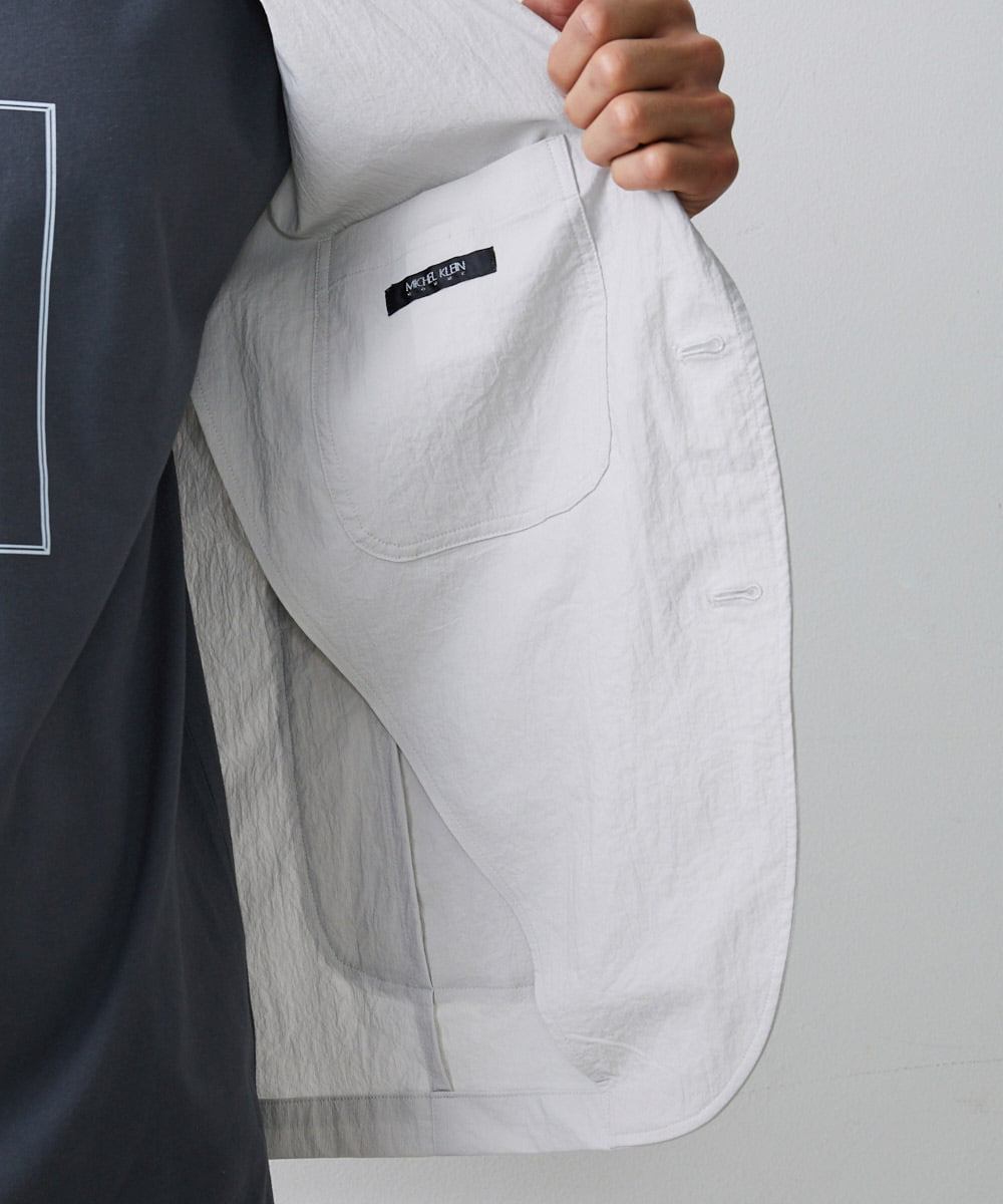MNDHS10330 MICHEL KLEIN HOMME(ミッシェルクラン オム) ストレッチストライプジャケット ライトグレー(91)