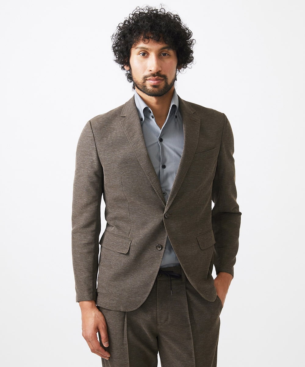 MNDJC07450 MICHEL KLEIN HOMME(ミッシェルクラン オム) カラミメッシュテーラードジャケット　セットアップ ブラウン