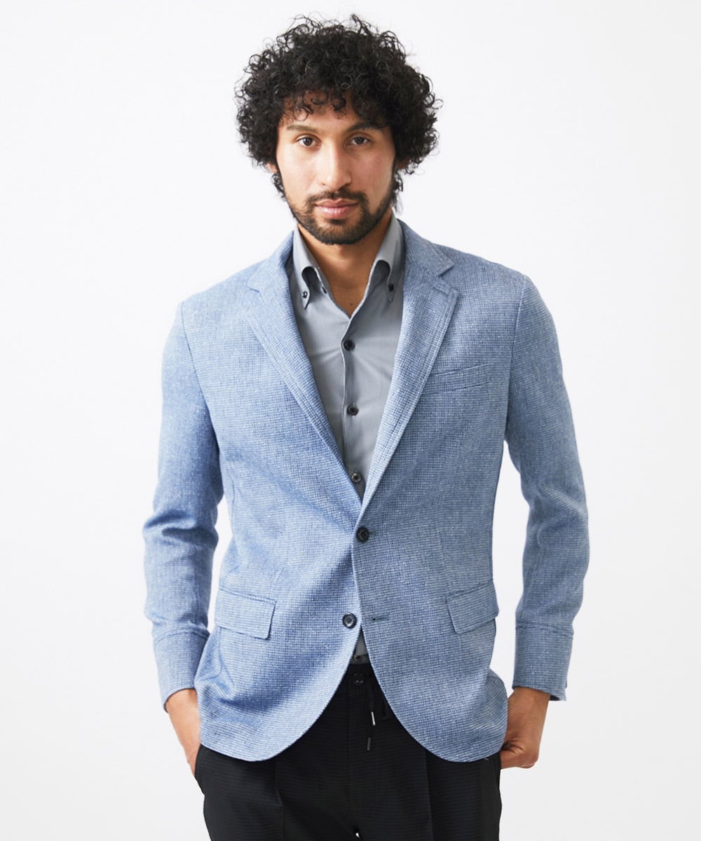 MNDJC62470 MICHEL KLEIN HOMME(ミッシェルクラン オム) カラミメッシュコンバーチブルジャケット ブルー