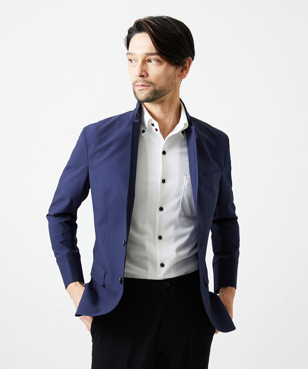 MNDJC63470 MICHEL KLEIN HOMME(ミッシェルクラン オム) メッシュ調コンバーチブルジャケット ネイビー