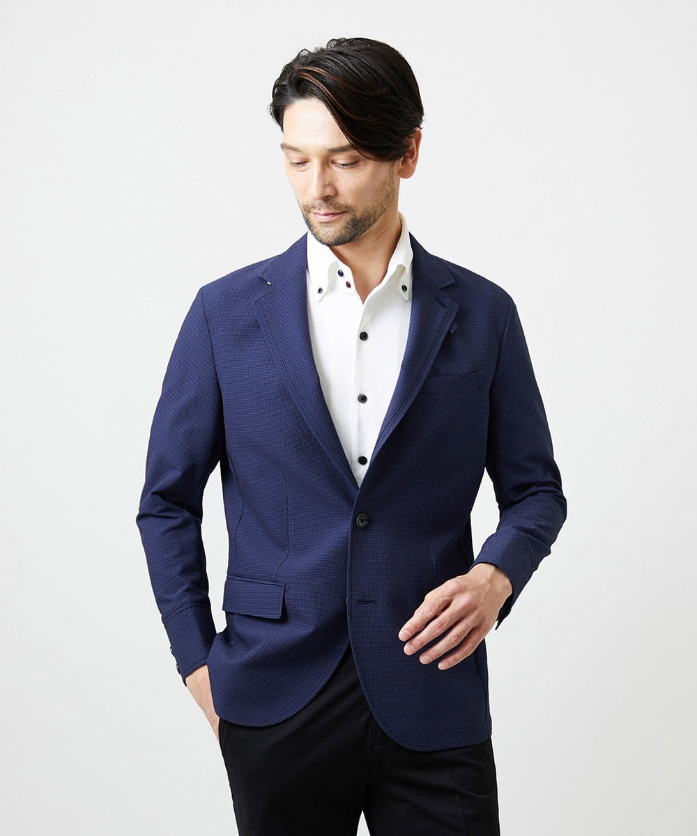 MNDJC63470 MICHEL KLEIN HOMME(ミッシェルクラン オム) メッシュ調コンバーチブルジャケット ネイビー