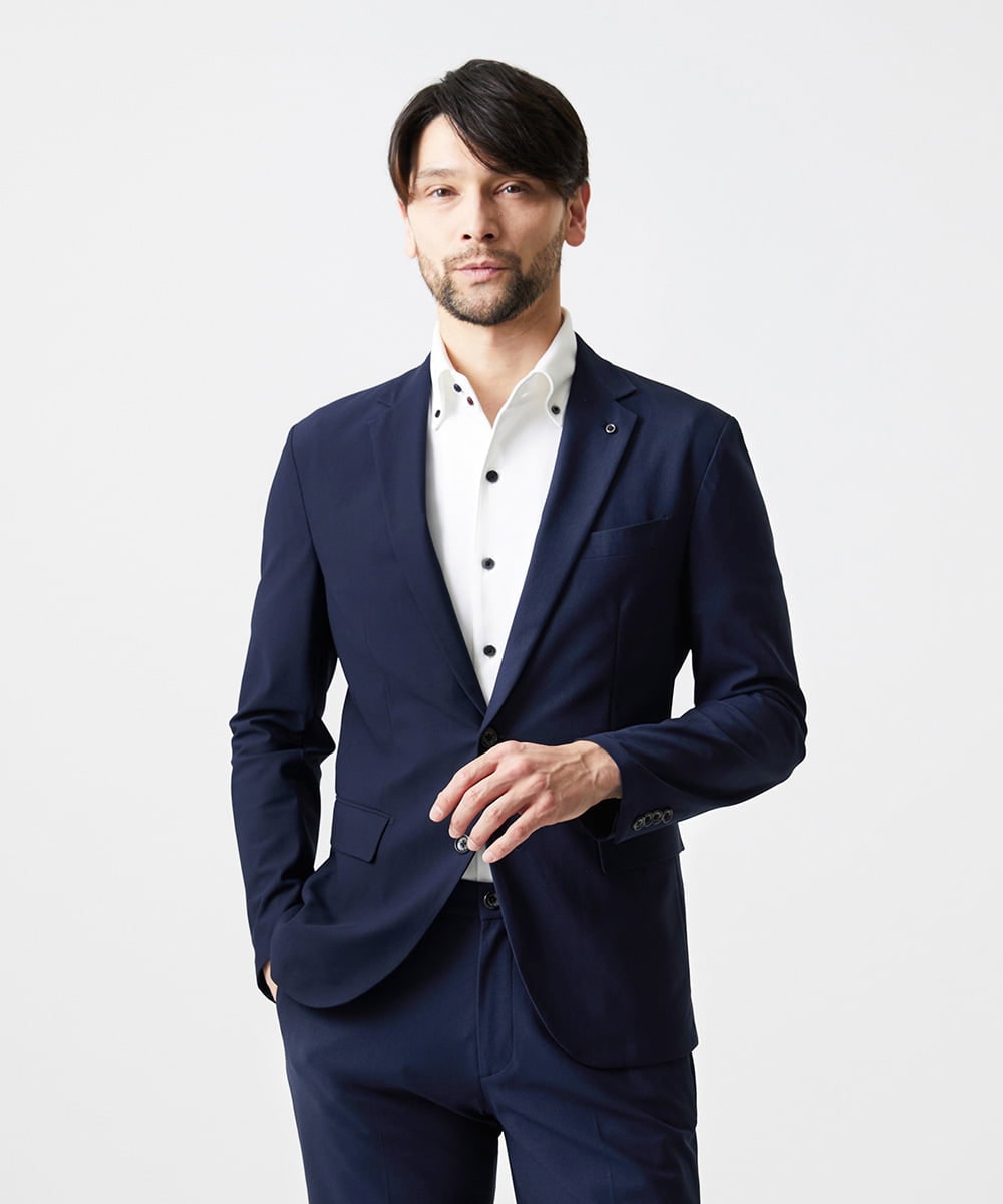 MNDJF01430 MICHEL KLEIN HOMME(ミッシェルクラン オム) 【セットアップ】トリコットメッシュテーラードジャケット ネイビー