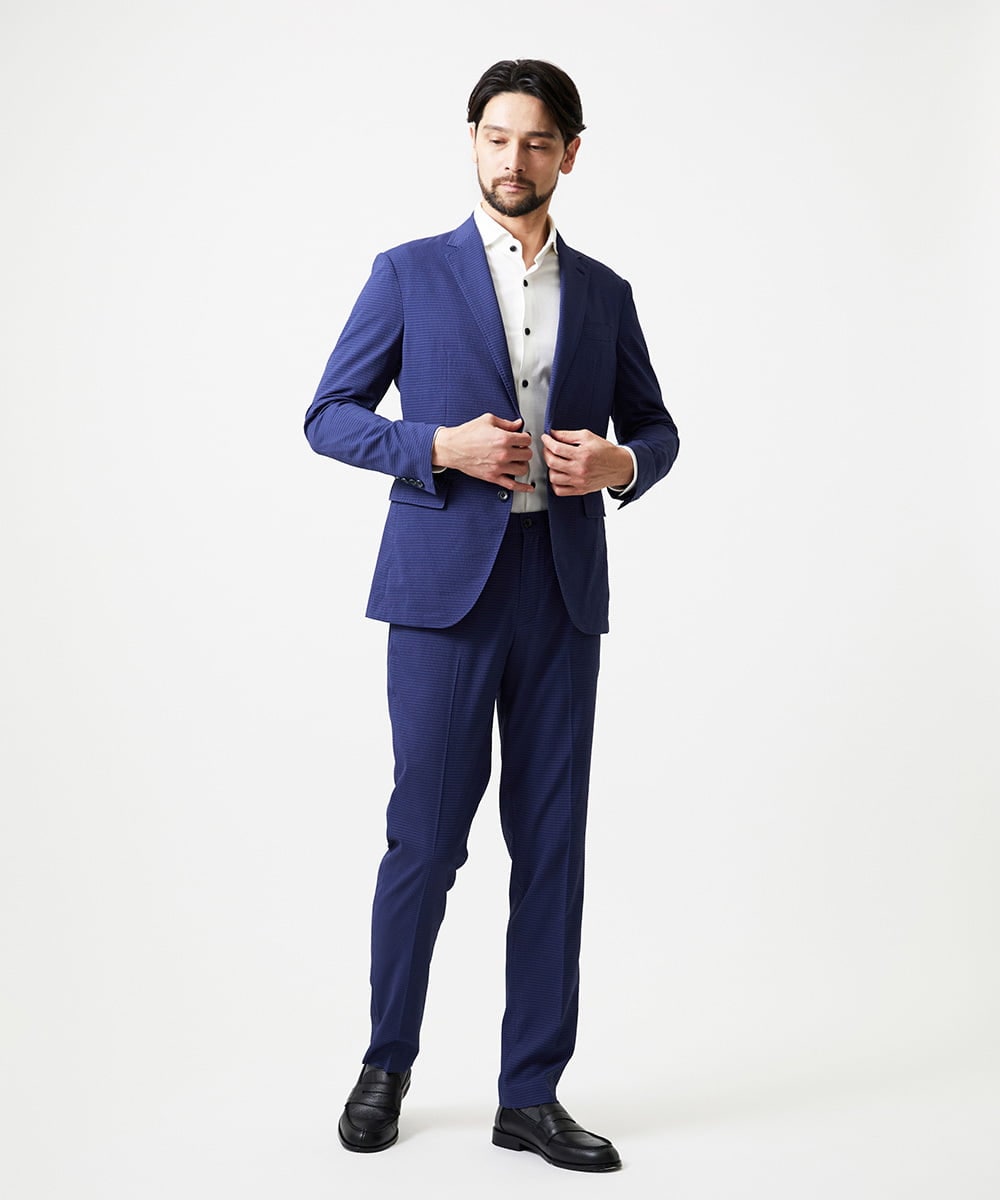MNDJF09400 MICHEL KLEIN HOMME(ミッシェルクラン オム) 【セットアップ】サッカーテーラードジャケット ブルー