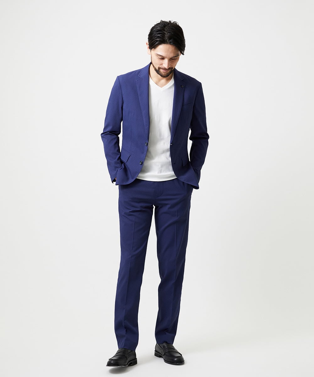 MNDJF09400 MICHEL KLEIN HOMME(ミッシェルクラン オム) 【セットアップ】サッカーテーラードジャケット ブルー