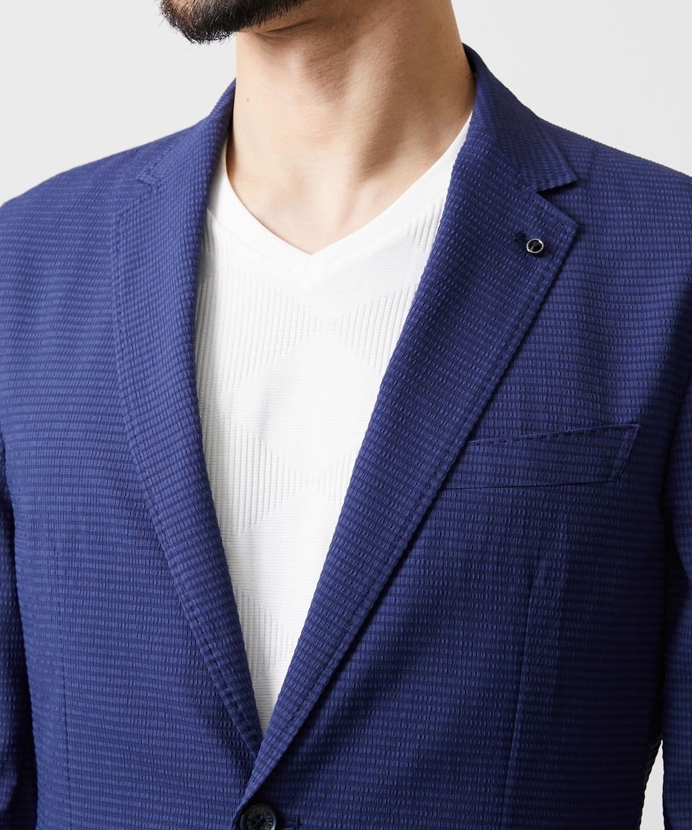 MNDJF09400 MICHEL KLEIN HOMME(ミッシェルクラン オム) 【セットアップ】サッカーテーラードジャケット ブルー