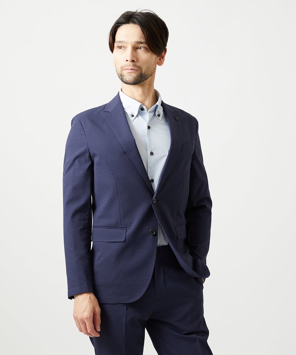 MNDJF09400 MICHEL KLEIN HOMME(ミッシェルクラン オム) 【セットアップ】サッカーテーラードジャケット ネイビー