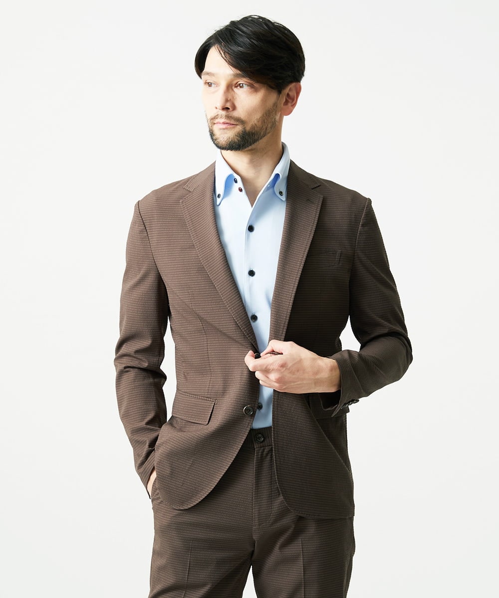 MNDJF09400 MICHEL KLEIN HOMME(ミッシェルクラン オム) 【セットアップ】サッカーテーラードジャケット ブラウン