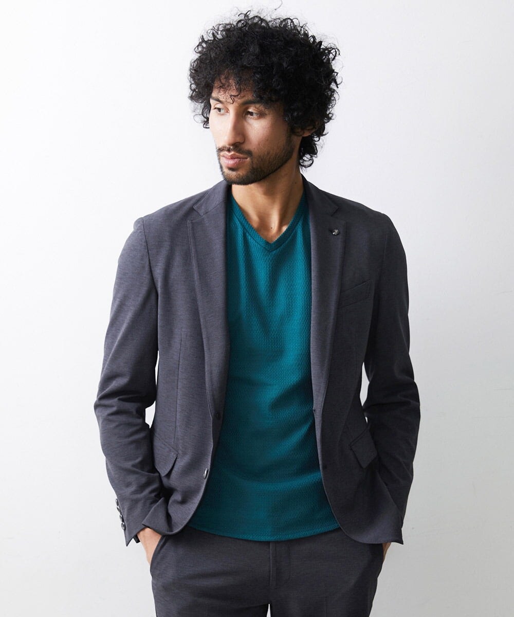 MNDJS14390 MICHEL KLEIN HOMME(ミッシェルクラン オム) 【2023年秋モデル】メッシュストレッチジャケット ダークグレー(93)