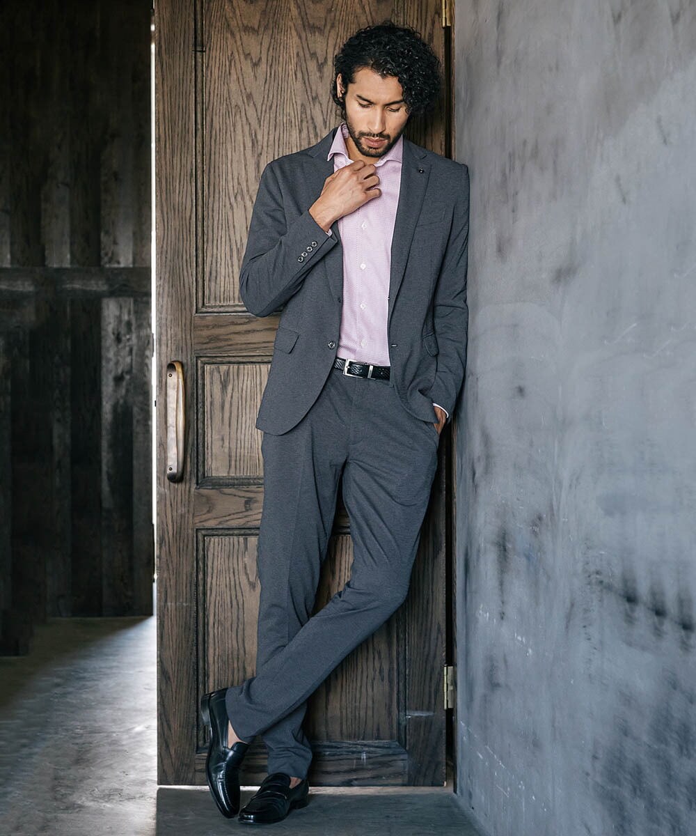 MNDJS14390 MICHEL KLEIN HOMME(ミッシェルクラン オム) 【2023年秋モデル】メッシュストレッチジャケット ダークグレー(93)