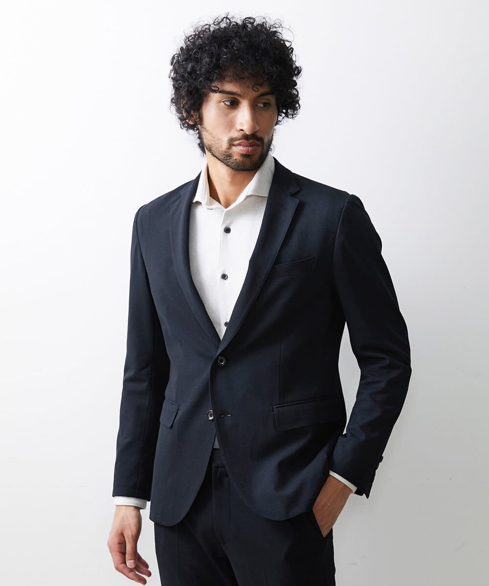 MNDJS14390 MICHEL KLEIN HOMME(ミッシェルクラン オム) 【2023年秋モデル】メッシュストレッチジャケット ブラック(94)