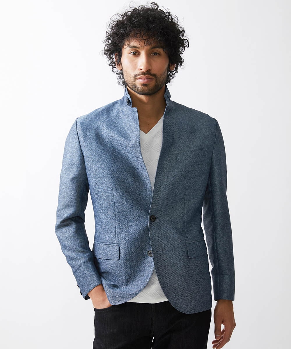MNDJV62450 MICHEL KLEIN HOMME(ミッシェルクラン オム) メッシュコンバーチブルジャケット ブルー