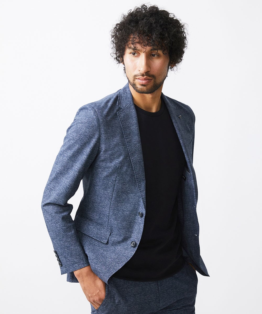 MNDJX10400 MICHEL KLEIN HOMME(ミッシェルクラン オム) メッシュプリントテーラードジャケット ブルー
