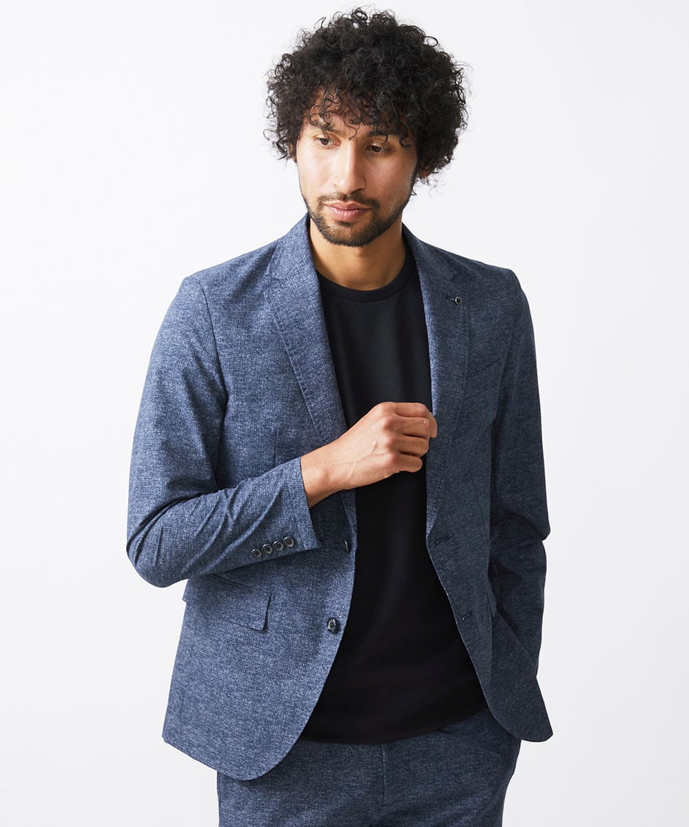 MNDJX10400 MICHEL KLEIN HOMME(ミッシェルクラン オム) メッシュプリントテーラードジャケット ブルー