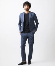 MNDJX10400 MICHEL KLEIN HOMME(ミッシェルクラン オム) メッシュプリントテーラードジャケット ブルー