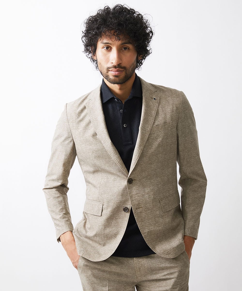 MNDJX10400 MICHEL KLEIN HOMME(ミッシェルクラン オム) メッシュプリントテーラードジャケット ベージュ