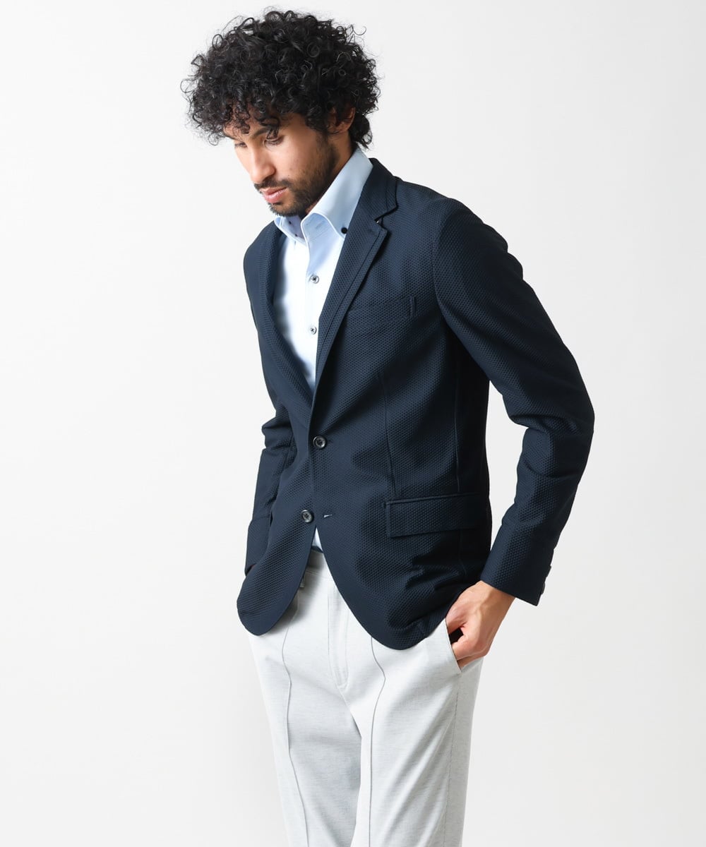 MNDJX56430 MICHEL KLEIN HOMME(ミッシェルクラン オム) ストレッチコンバーチブルジャケット ネイビー