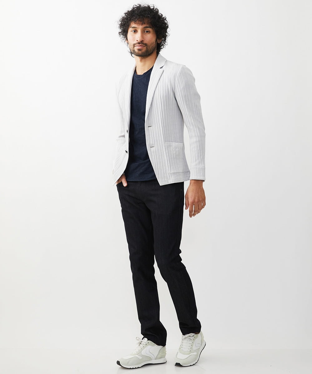 MNDJX65330 MICHEL KLEIN HOMME(ミッシェルクラン オム) プリーツカットジャケット ライトグレー