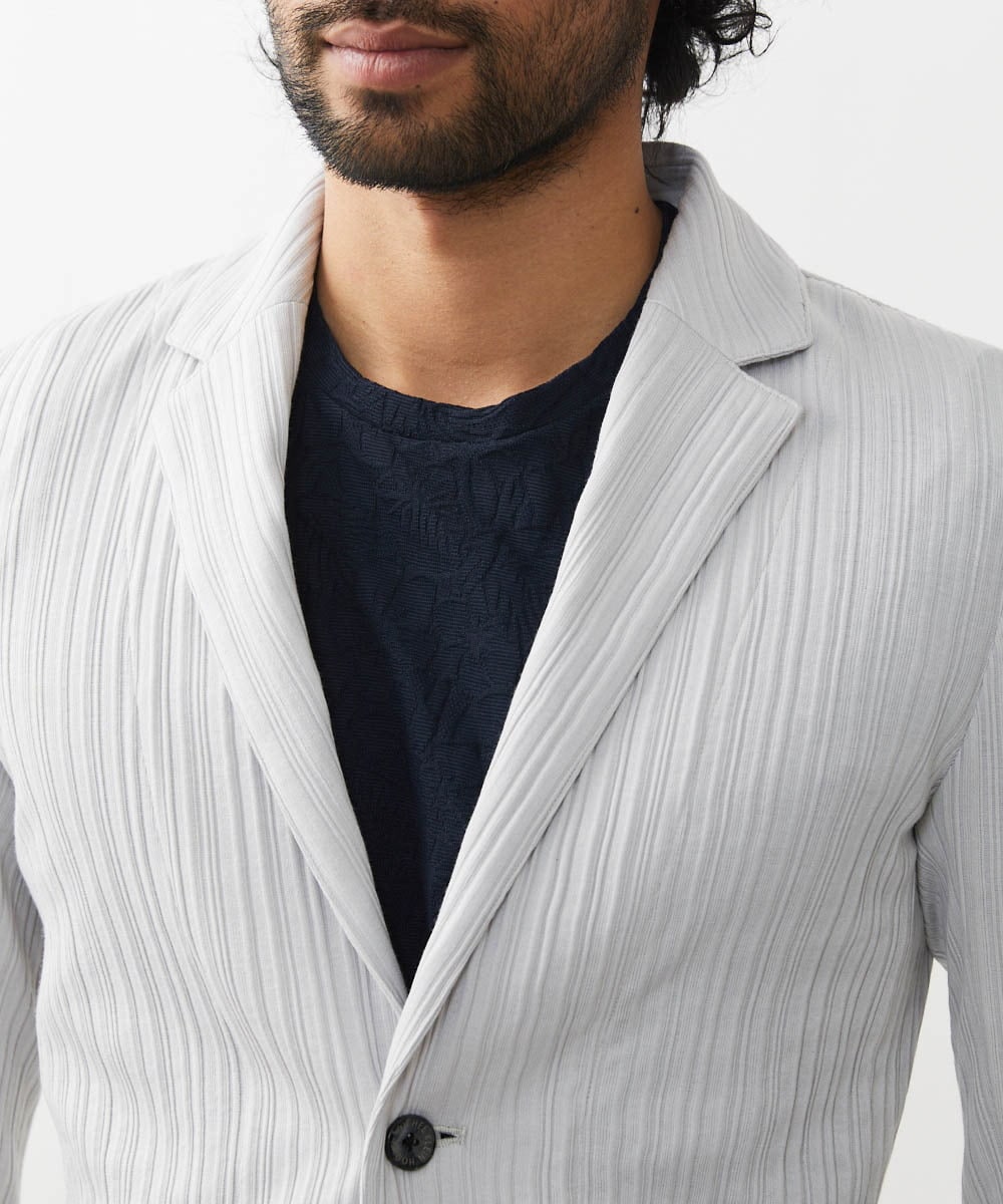 MNDJX65330 MICHEL KLEIN HOMME(ミッシェルクラン オム) プリーツカットジャケット ライトグレー