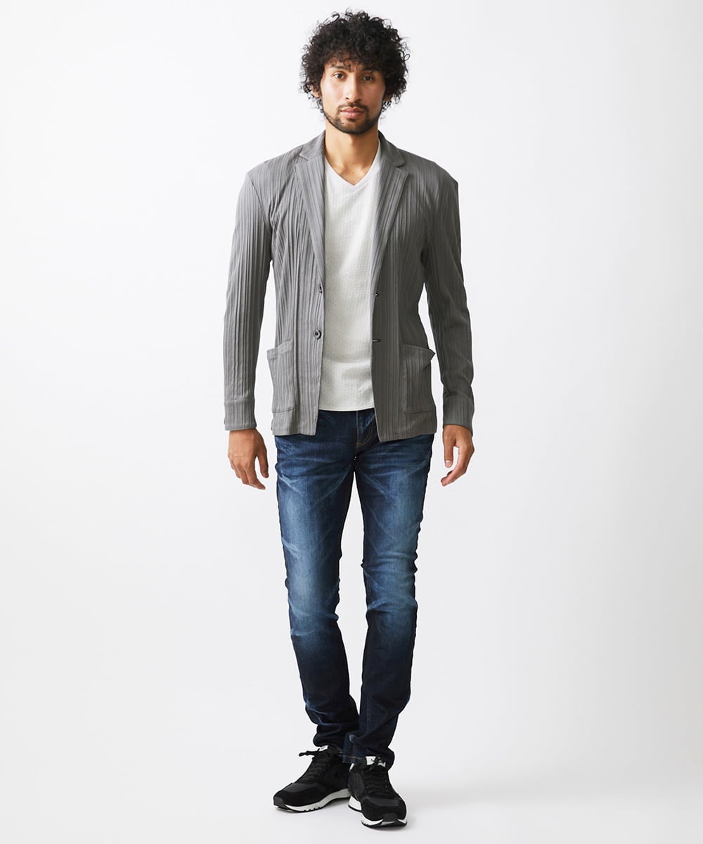 MNDJX65330 MICHEL KLEIN HOMME(ミッシェルクラン オム) プリーツカットジャケット ダークグレー