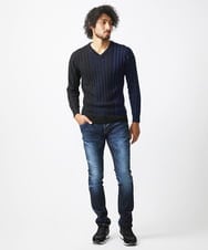 MNFAC01170 MICHEL KLEIN HOMME(ミッシェルクラン オム) グラデーションVネックニット ネイビー