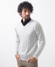 MNFAC01170 MICHEL KLEIN HOMME(ミッシェルクラン オム) グラデーションVネックニット ライトグレー