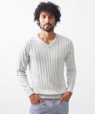 MNFAC01170 MICHEL KLEIN HOMME(ミッシェルクラン オム) グラデーションVネックニット ライトグレー