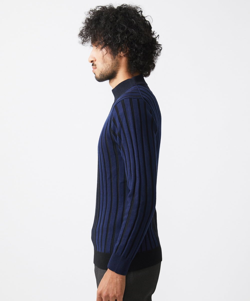 MNFAC02180 MICHEL KLEIN HOMME(ミッシェルクラン オム) グラデーションモックネックニット ネイビー