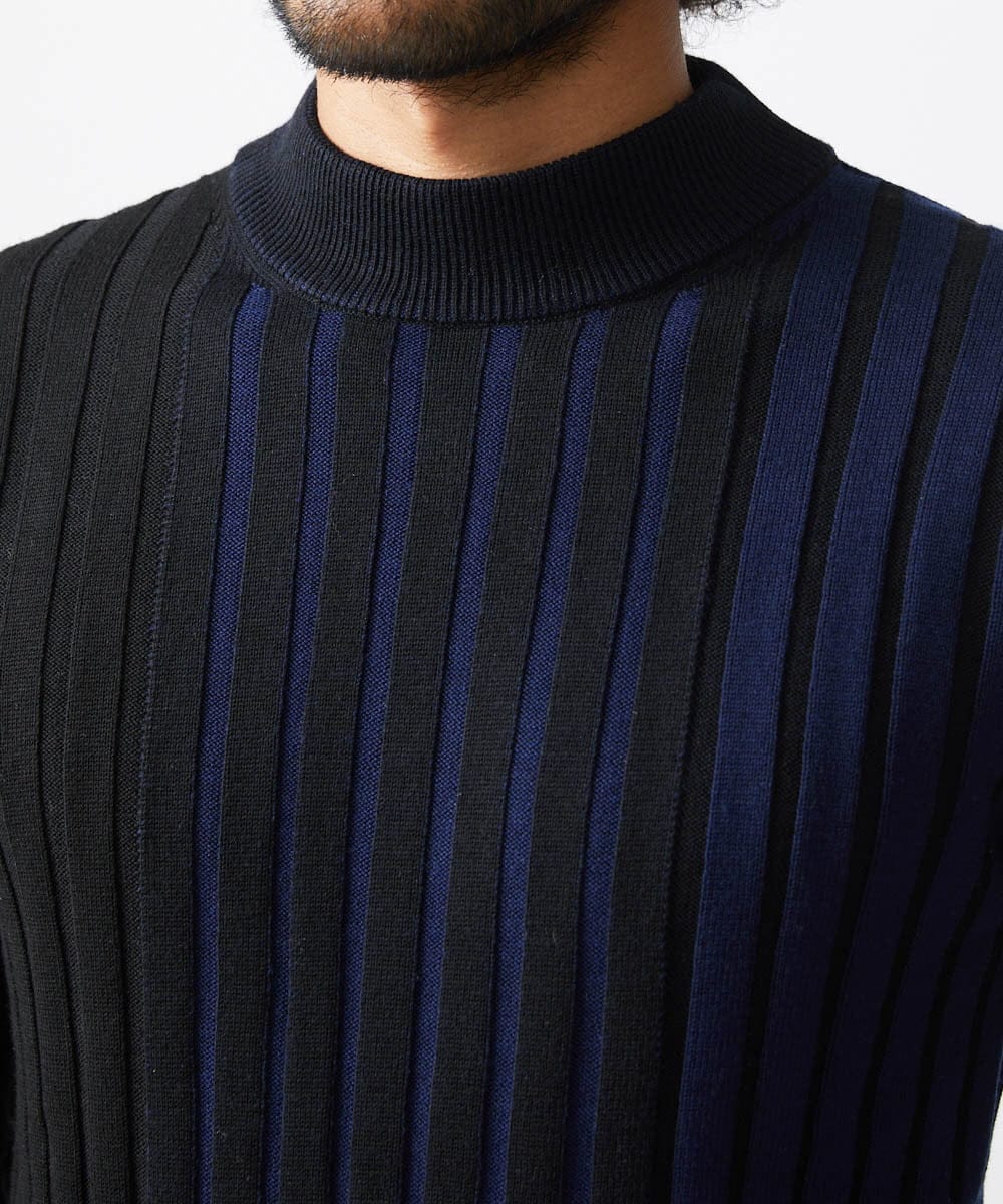 MNFAC02180 MICHEL KLEIN HOMME(ミッシェルクラン オム) グラデーションモックネックニット ネイビー