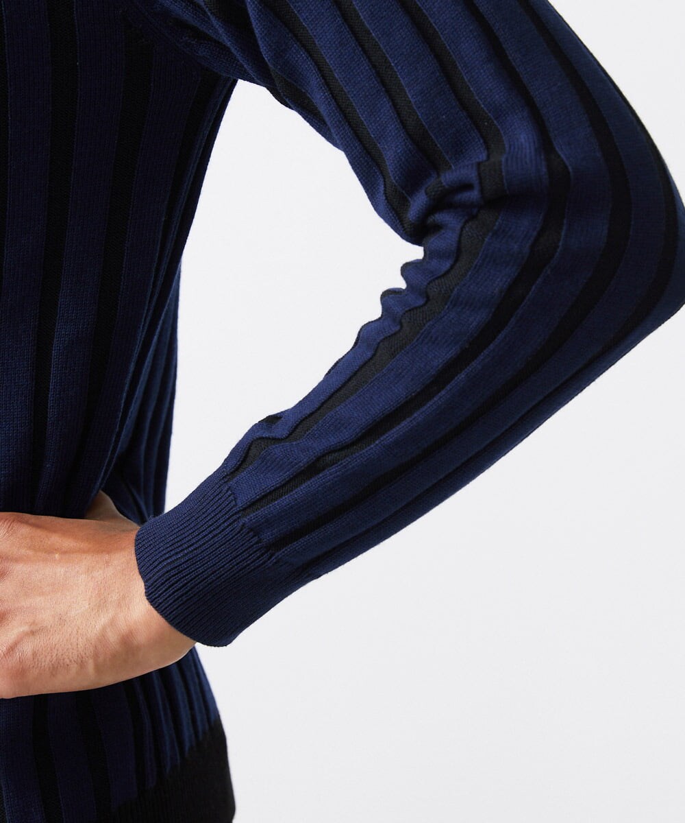 MNFAC02180 MICHEL KLEIN HOMME(ミッシェルクラン オム) グラデーションモックネックニット ネイビー