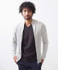 MNFAC03200 MICHEL KLEIN HOMME(ミッシェルクラン オム) グラデーションジップアップニット ライトグレー