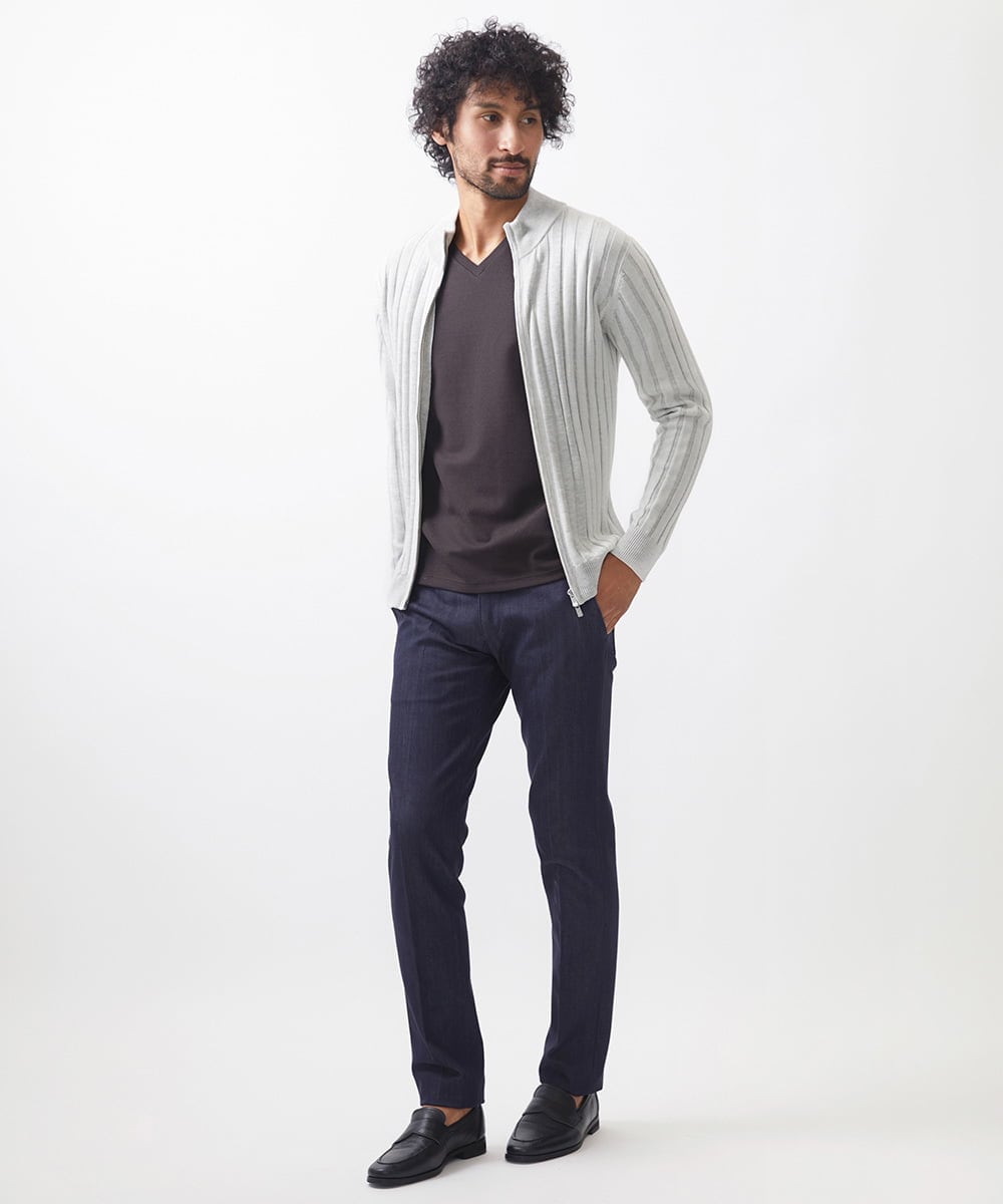MNFAC03200 MICHEL KLEIN HOMME(ミッシェルクラン オム) グラデーションジップアップニット ライトグレー