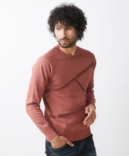 MNFAC50180 MICHEL KLEIN HOMME(ミッシェルクラン オム) 切り替えストレッチクルーネックニット レッド