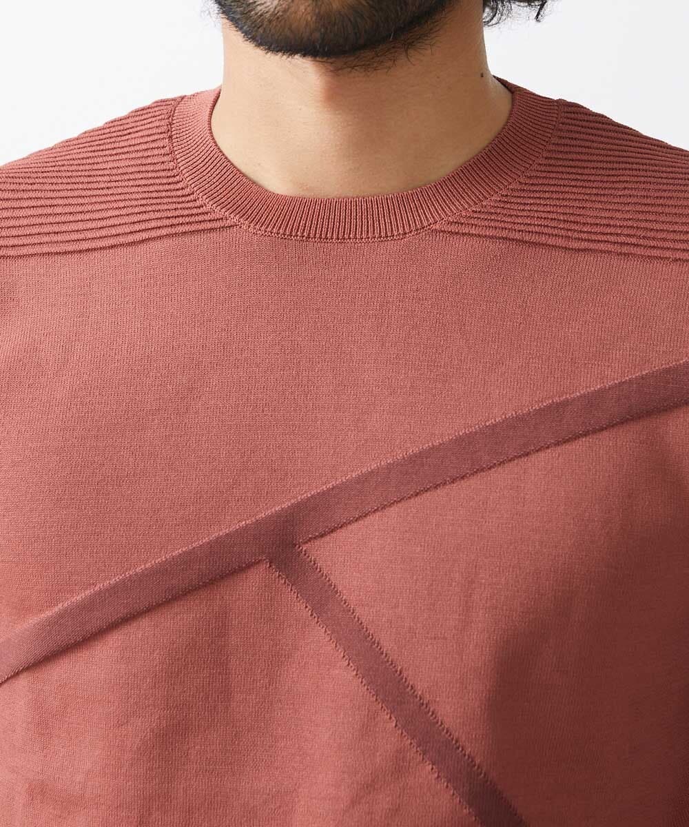 MNFAC50180 MICHEL KLEIN HOMME(ミッシェルクラン オム) 切り替えストレッチクルーネックニット レッド