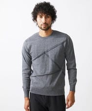 MNFAC50180 MICHEL KLEIN HOMME(ミッシェルクラン オム) 切り替えストレッチクルーネックニット グレー