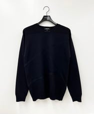 MNFAC50180 MICHEL KLEIN HOMME(ミッシェルクラン オム) 切り替えストレッチクルーネックニット ブラック