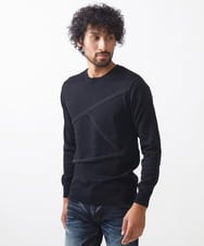 MNFAC50180 MICHEL KLEIN HOMME(ミッシェルクラン オム) 切り替えストレッチクルーネックニット ブラック