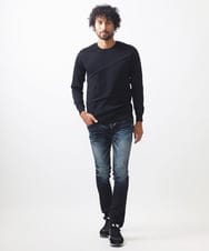 MNFAC50180 MICHEL KLEIN HOMME(ミッシェルクラン オム) 切り替えストレッチクルーネックニット ブラック