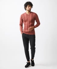 MNFAC51180 MICHEL KLEIN HOMME(ミッシェルクラン オム) 切り替えストレッチVネックニット レッド