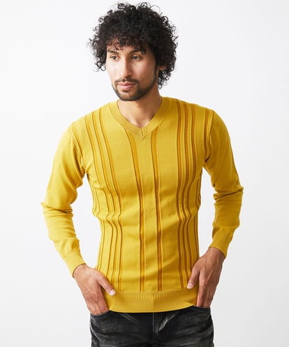 MNFAC51180 MICHEL KLEIN HOMME 切り替えストレッチVネックニット