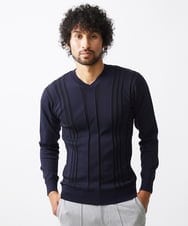 MNFAC51180 MICHEL KLEIN HOMME(ミッシェルクラン オム) 切り替えストレッチVネックニット ネイビー