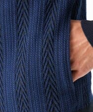 MNFAC52230 MICHEL KLEIN HOMME(ミッシェルクラン オム) へリンボンニットカーディガン ネイビー